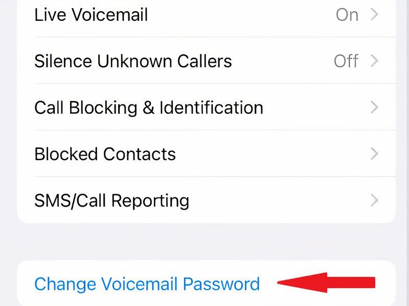 Change voicemail password on an iPhone in the phone menu.