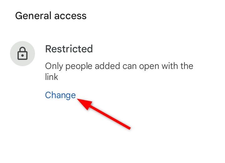 Changing 'General Access' setting of the specified document.