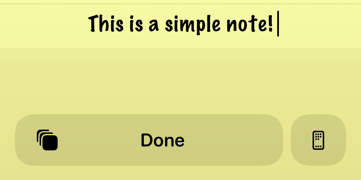 Writing a note in the Sticky Widgets app.