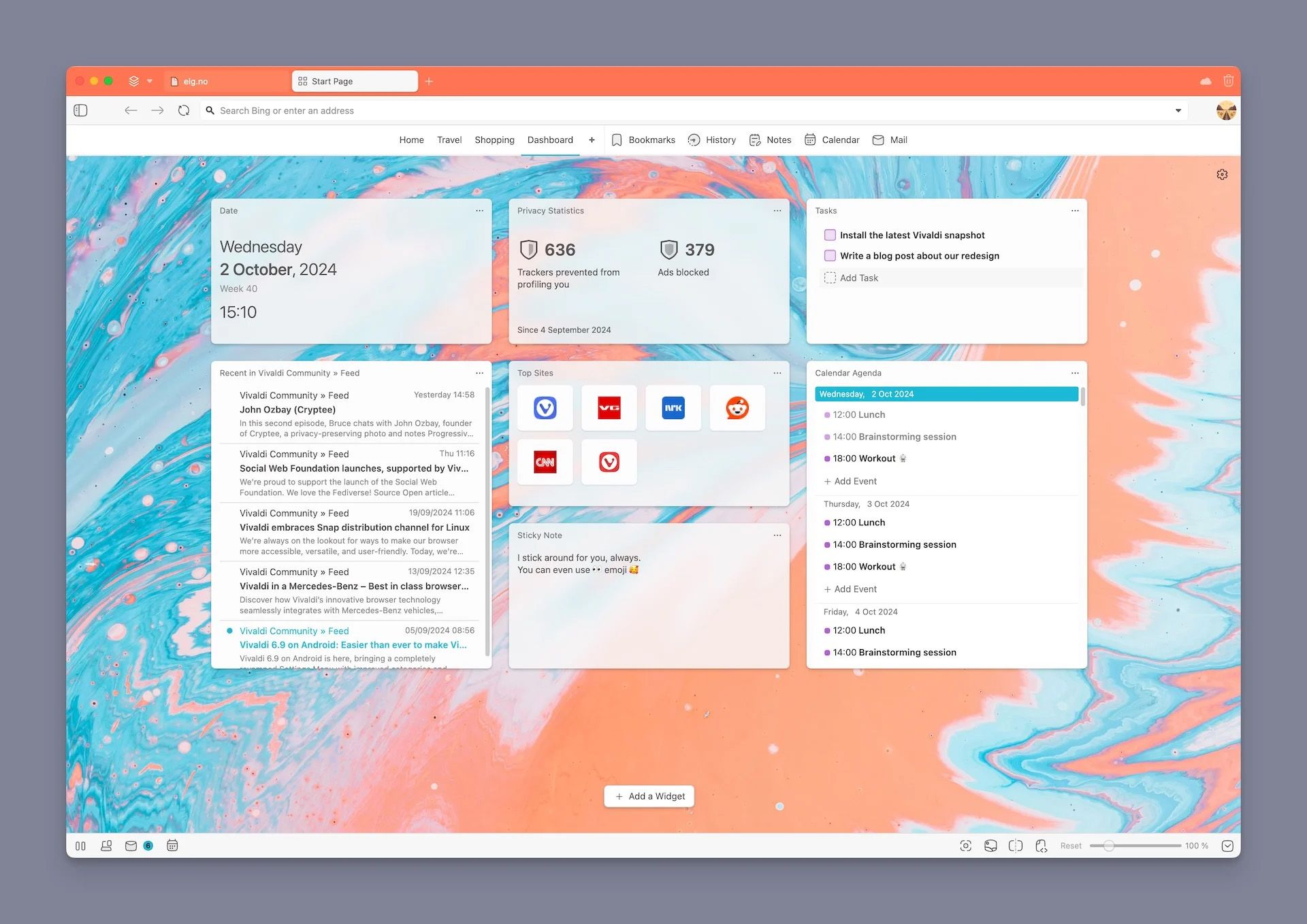 Vivaldi's new redesign with the Beta dashboard