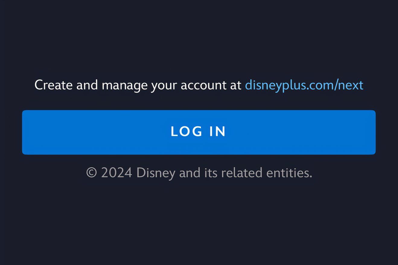 Closeup of the Log In button in the Disney+ iOS app.