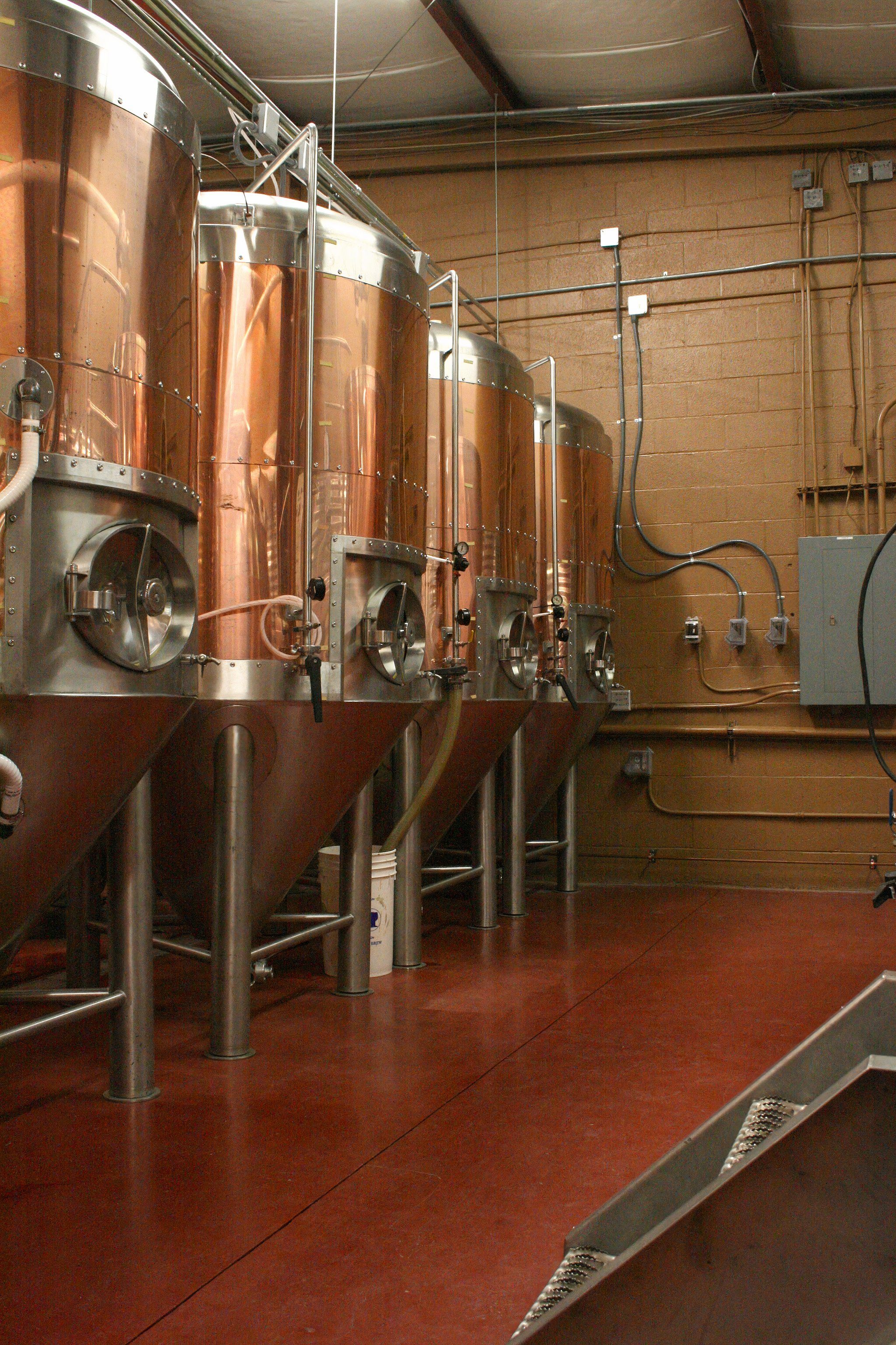 fermenters at the lone rider brewery, north carolina