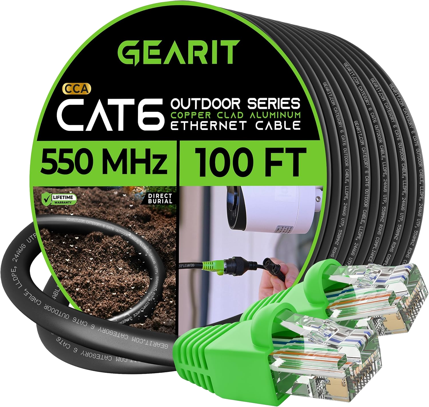 GearIT RJ45 Cat-6 Ethernet Patch Cable, 10Gpbs Transfer Speed