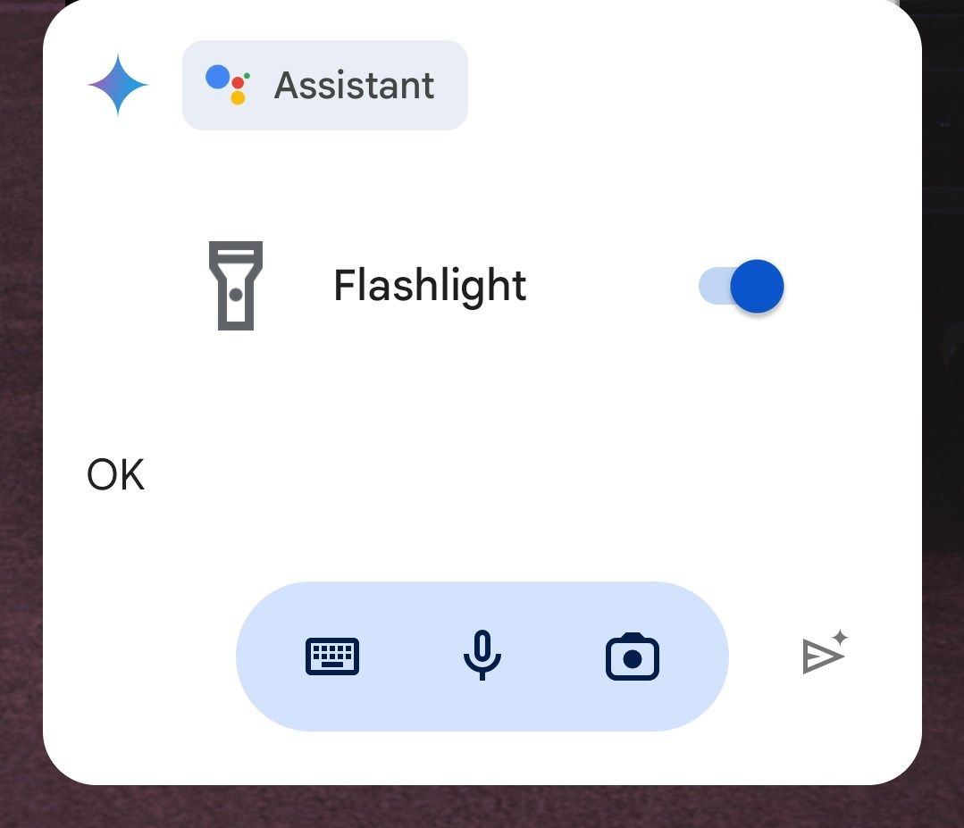 Turning the flashlight on using Gemini.