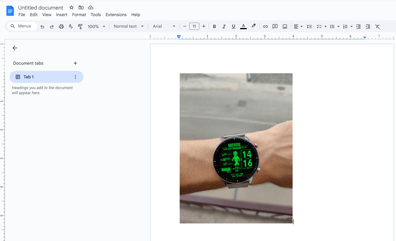 An image inserted into Google Docs.