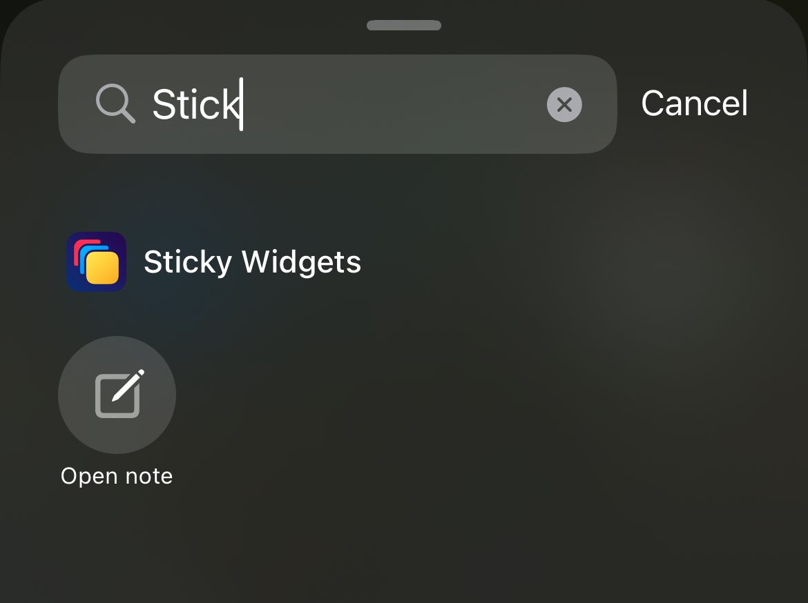 Sticky Widgets's Control Center shortcut.