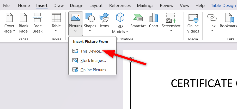 Inserting picture or logo to Word.