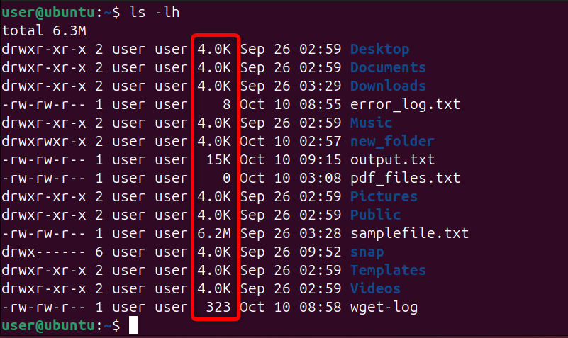 Listing files and directories with human readable format.