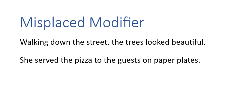 The misplaced modifier test in Microsoft Word.