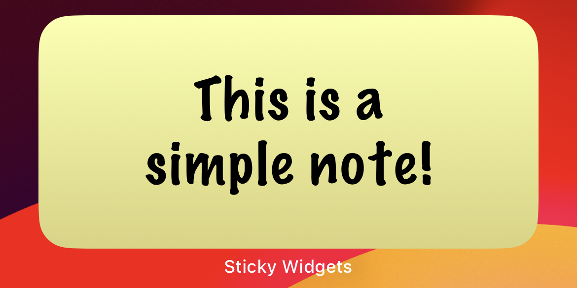 The Sticky Widgets widget on iPhone showing a simple note.