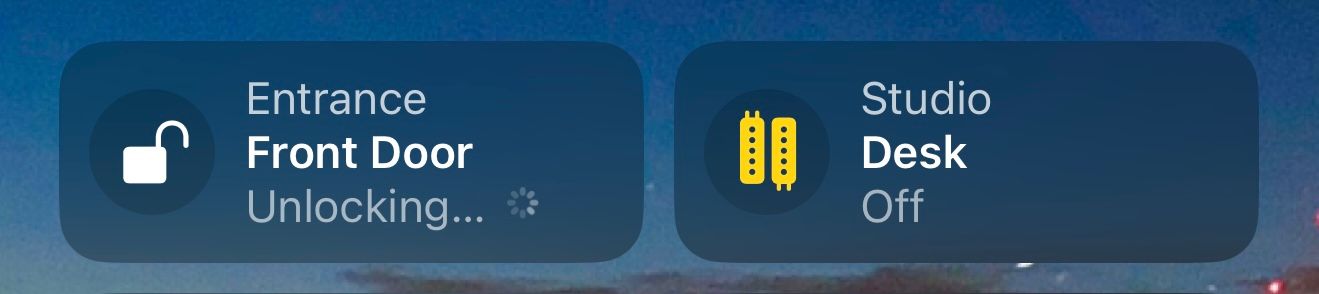 Remotely unlocking a door in Apple's Home app.