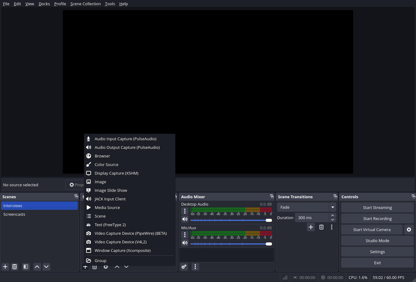 OBS Studio source types