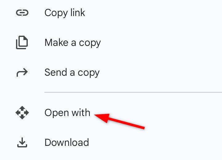 Opening file with third party option in Drive Android app.