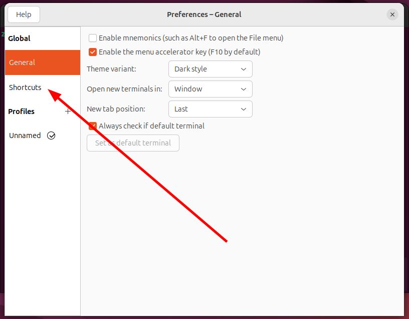 Préférences du Terminal Linux