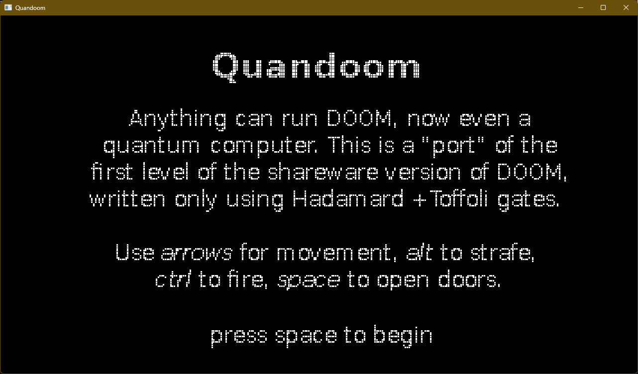 Quandoom's opening text.