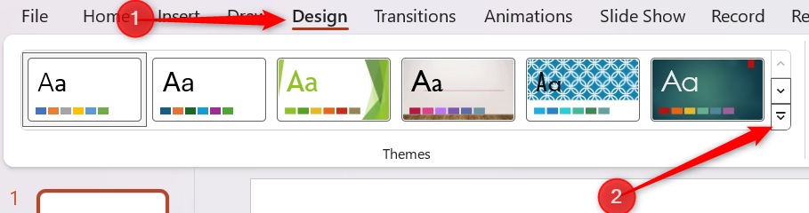 The ribbon in Microsoft PowerPoint