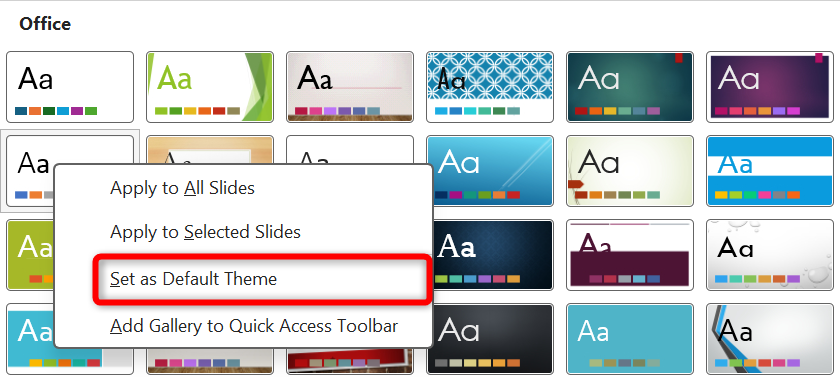 The PowerPoint theme library