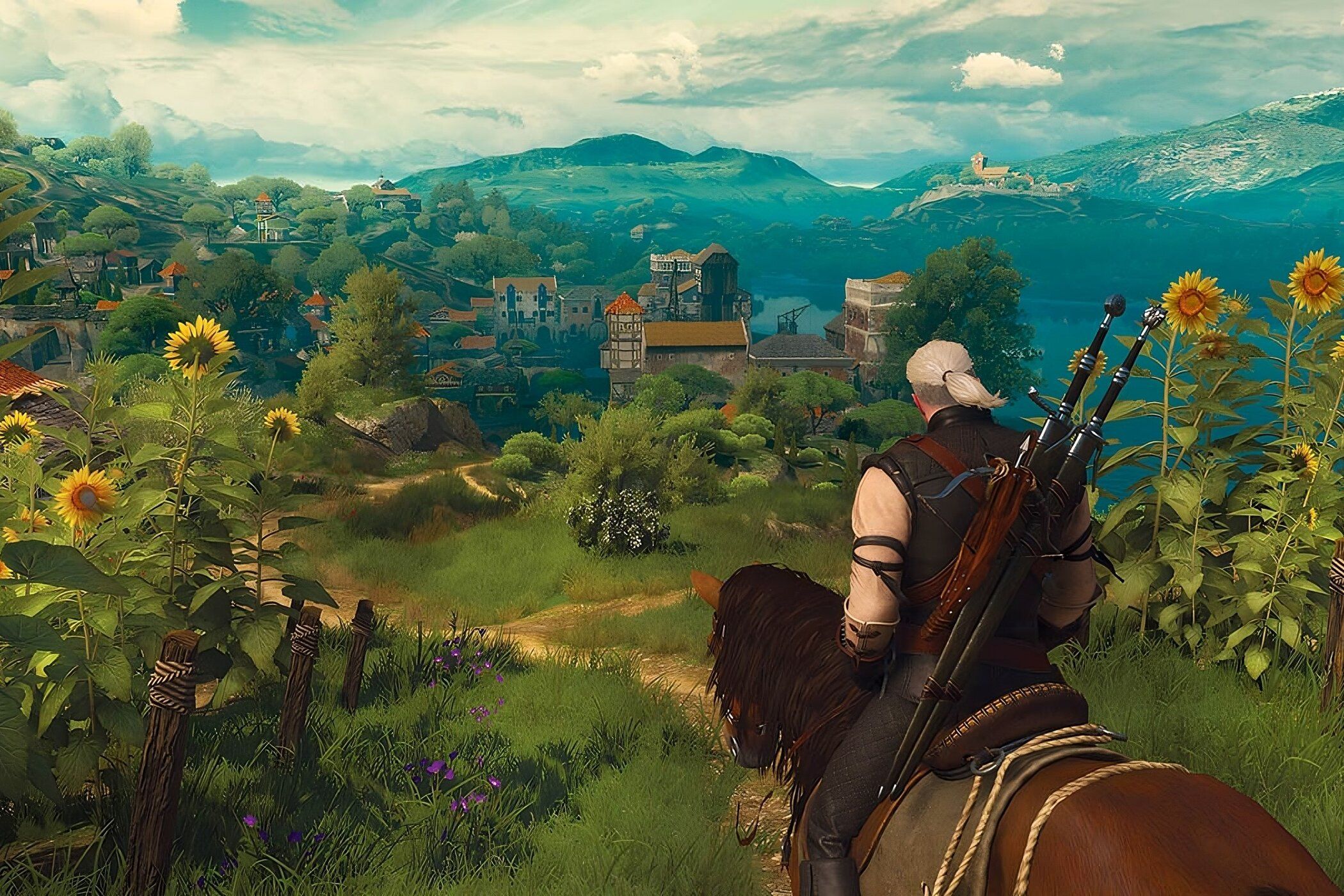 A promotional screenshot from The Witcher 3's 'Blood and Wine' expansion.