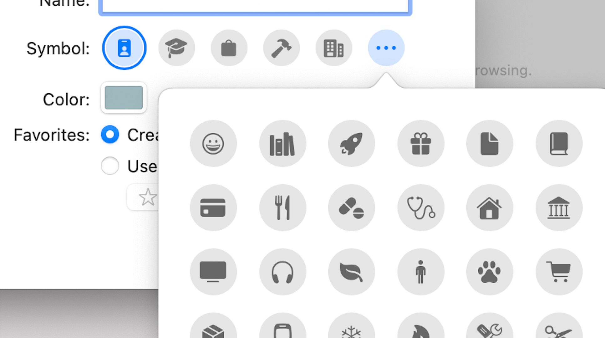 Viewing additional profile icons in Safari.