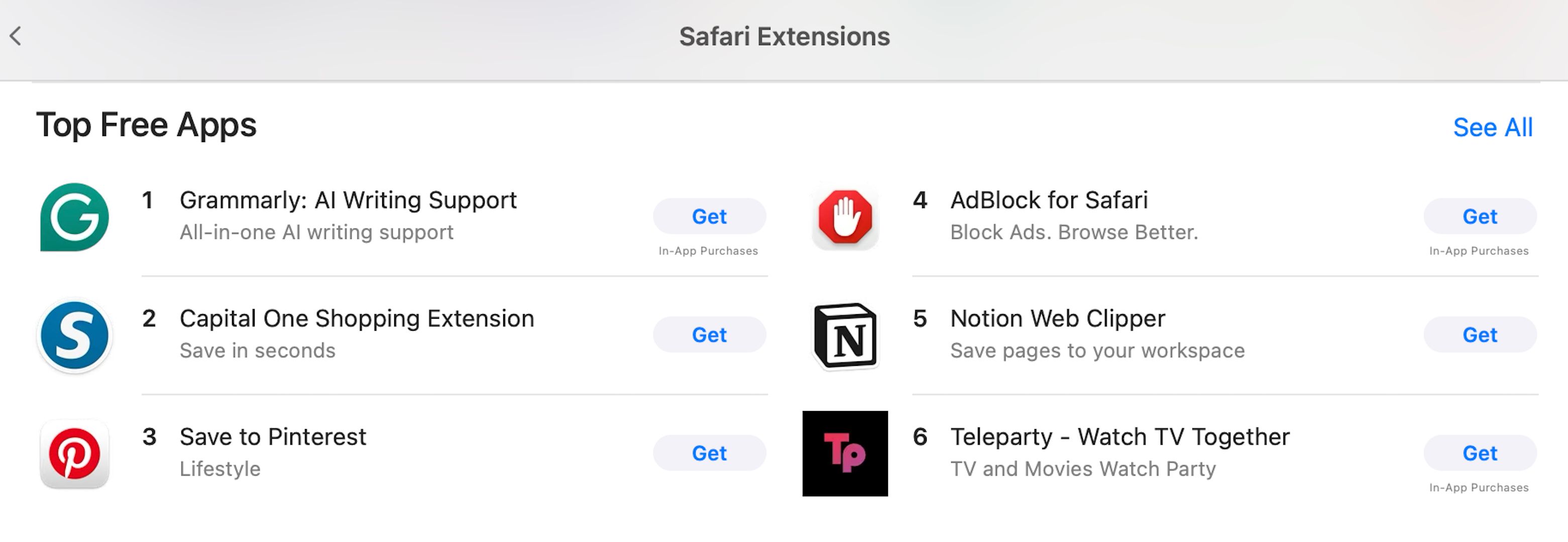 Safari extensions on the Mac App Store.