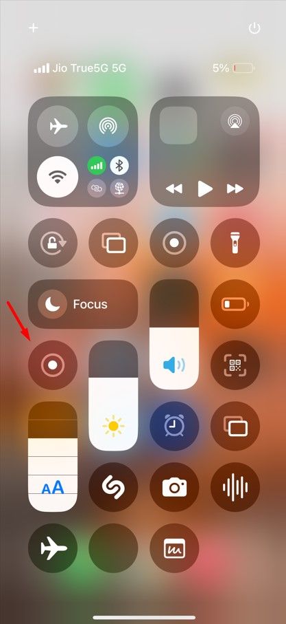 Screen Recording icon in iPhone.