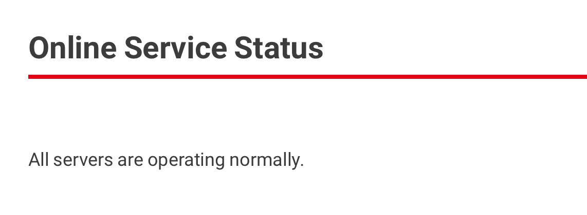 Nintendo online server status page.