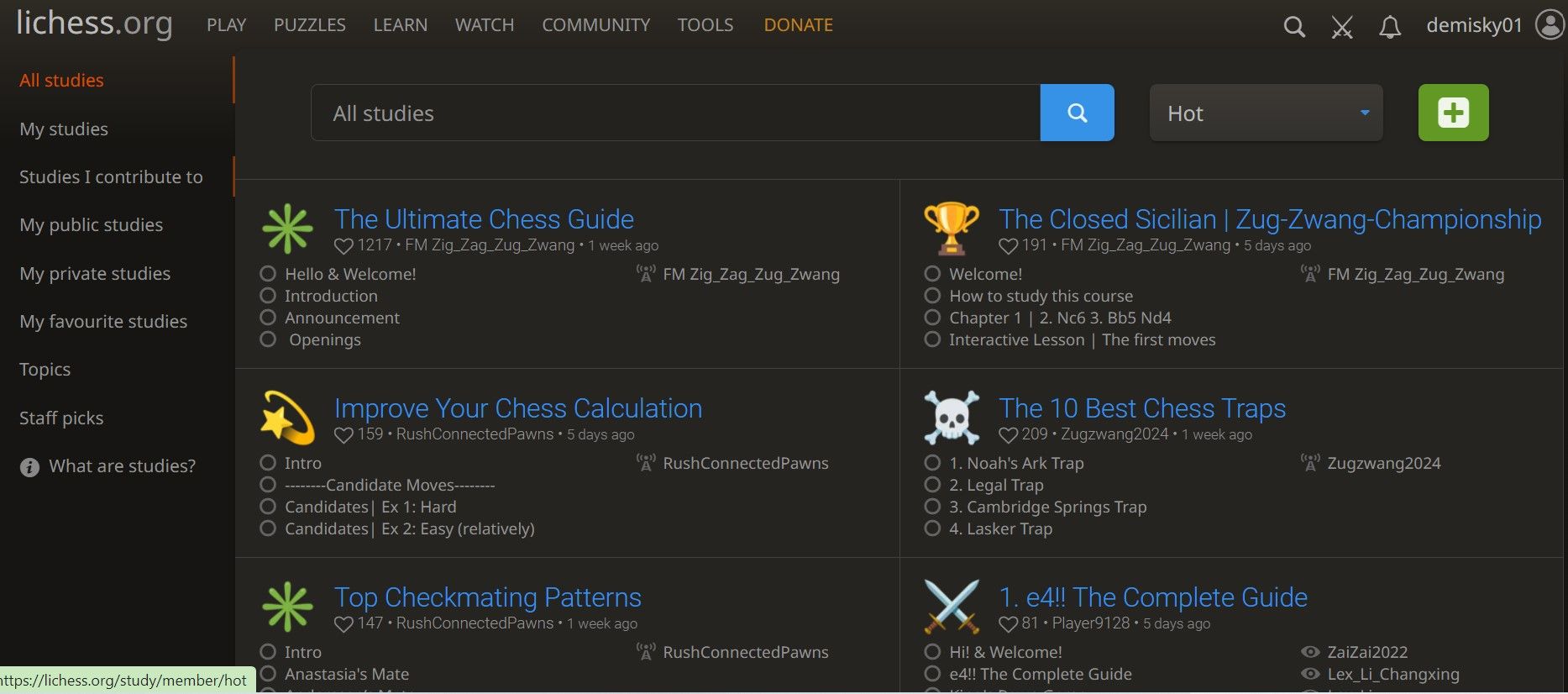 Studying up on chess strategies on Lichess.