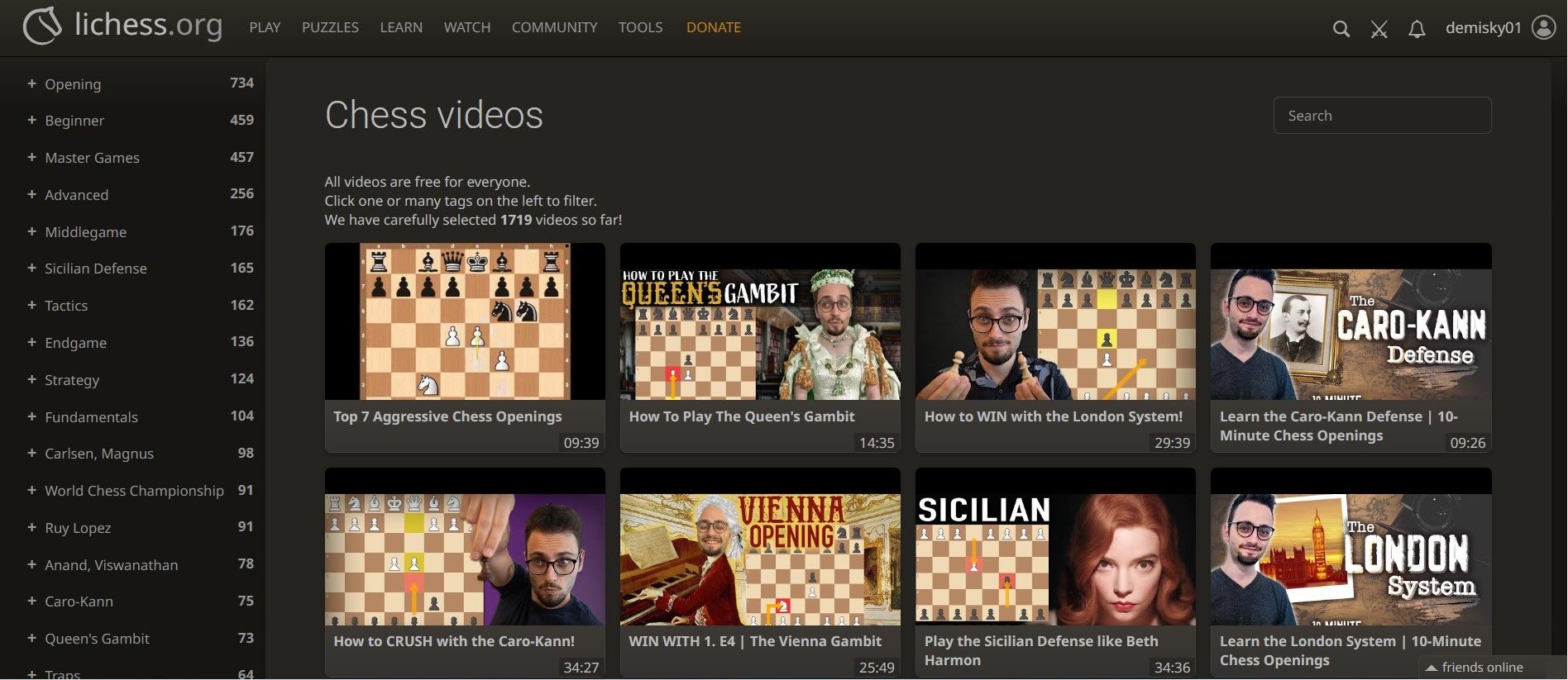 Chess videos on Lichess.