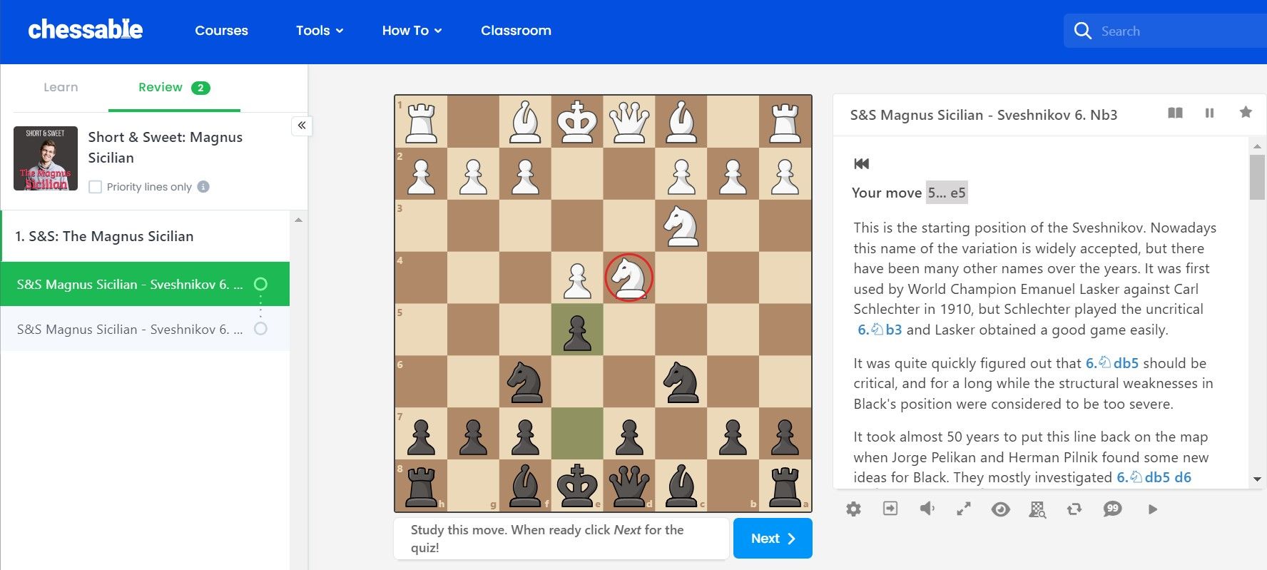 Completing a free course on the Chessable website.