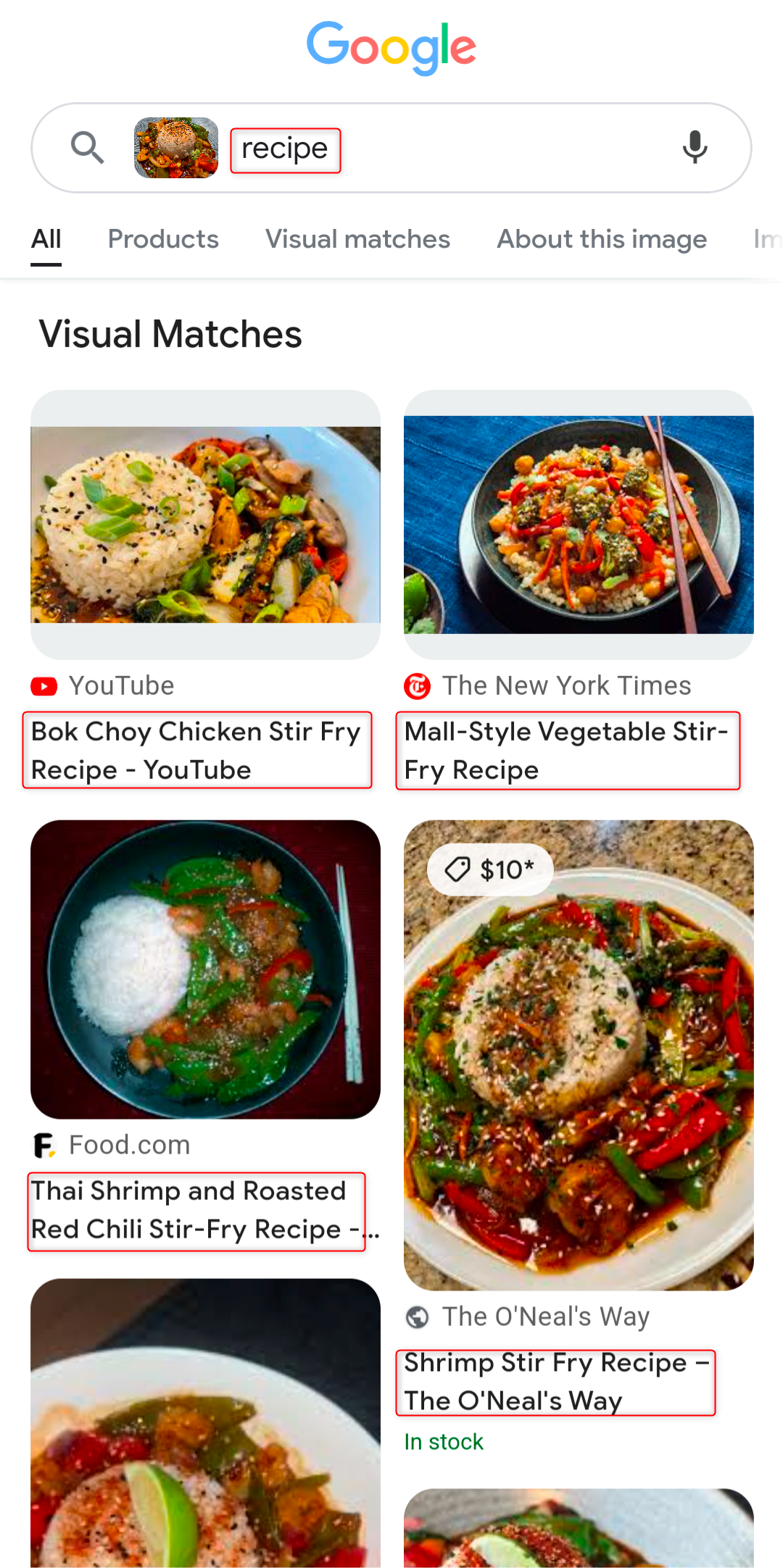 Search results of Japanese dish from restaurant on Google Lens