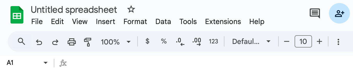 A screenshot of the Google Sheets toolbar.