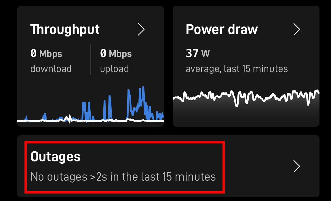 Checking for outages in the Starlink app.