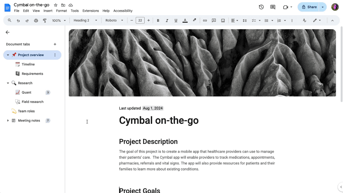 tabs in Google Docs