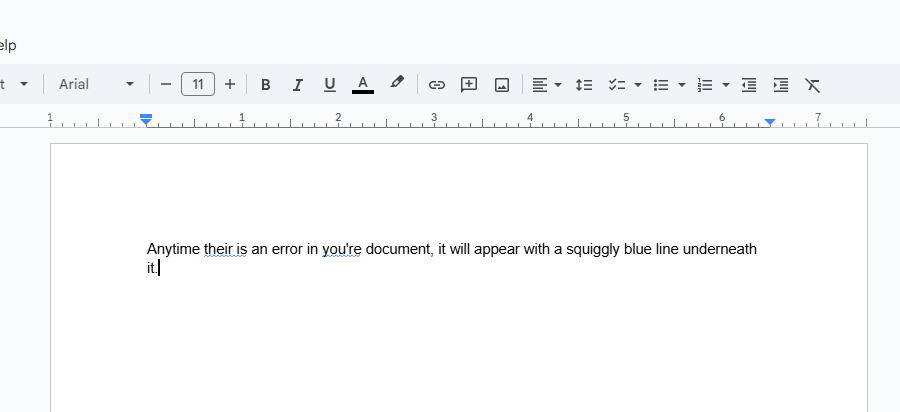 A piece of text with spelling errors that Google Docs corrected.