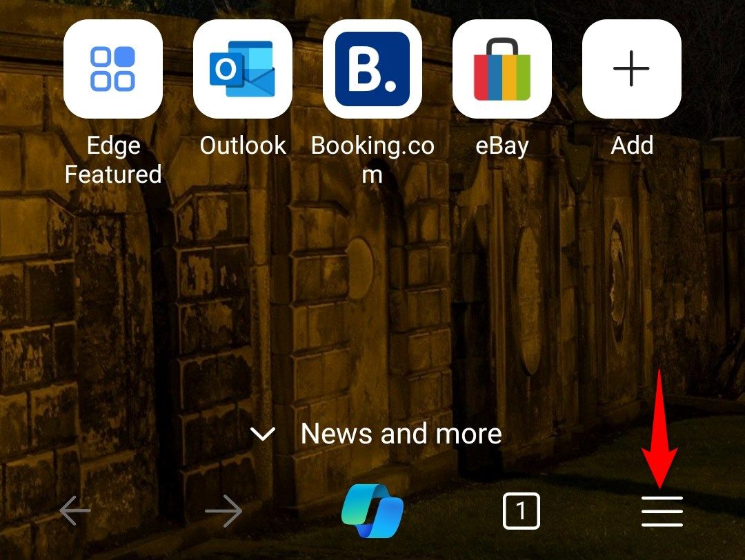 The menu button on mobile Edge.