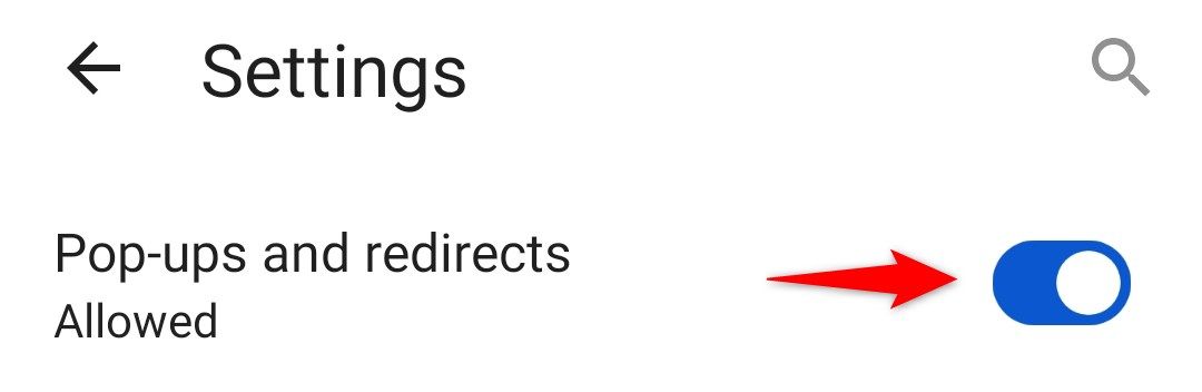 The pop-ups toggle on mobile Edge.