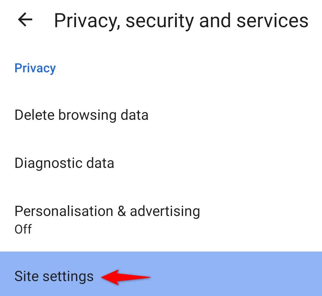 The Privacy page on mobile Edge.