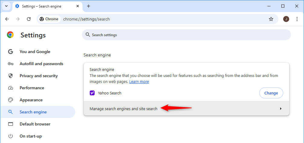 The Search Engine page in Google Chrome on desktop.