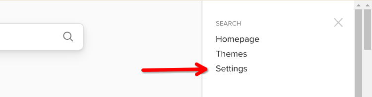 The 'Settings' option in DuckDuckGo's menu options.