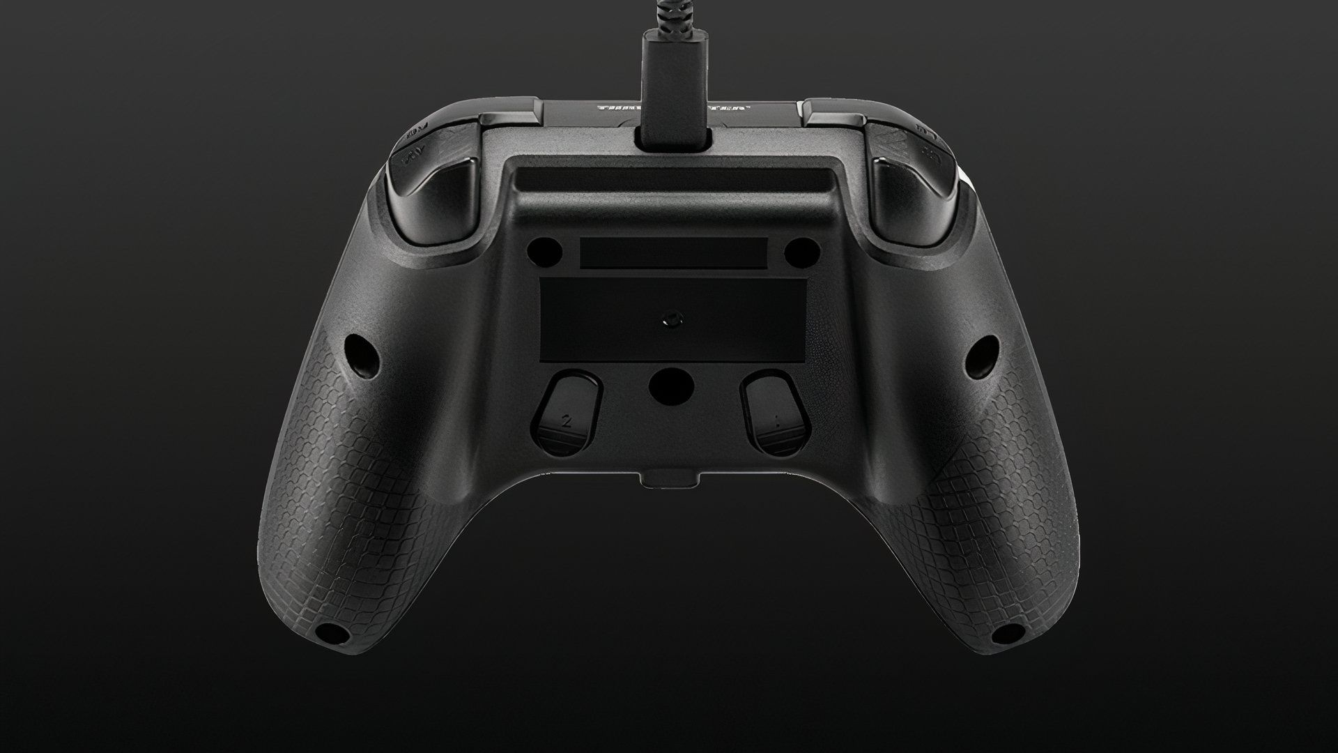 Rear view of Thrustmaster's Heart controller with remappable buttons. 