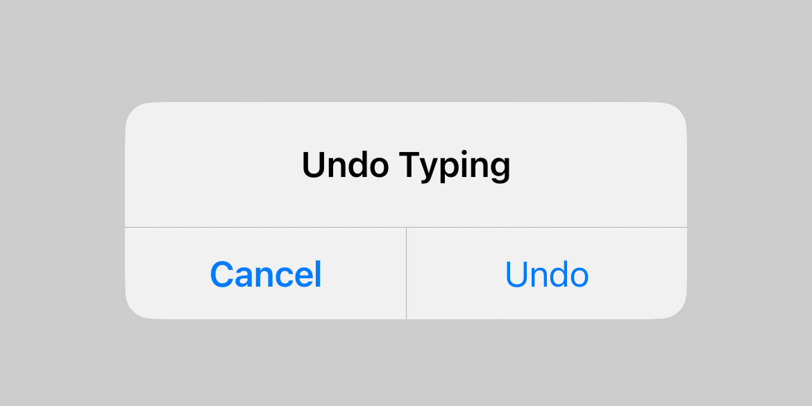 The prompt to undo typing on iPhone.