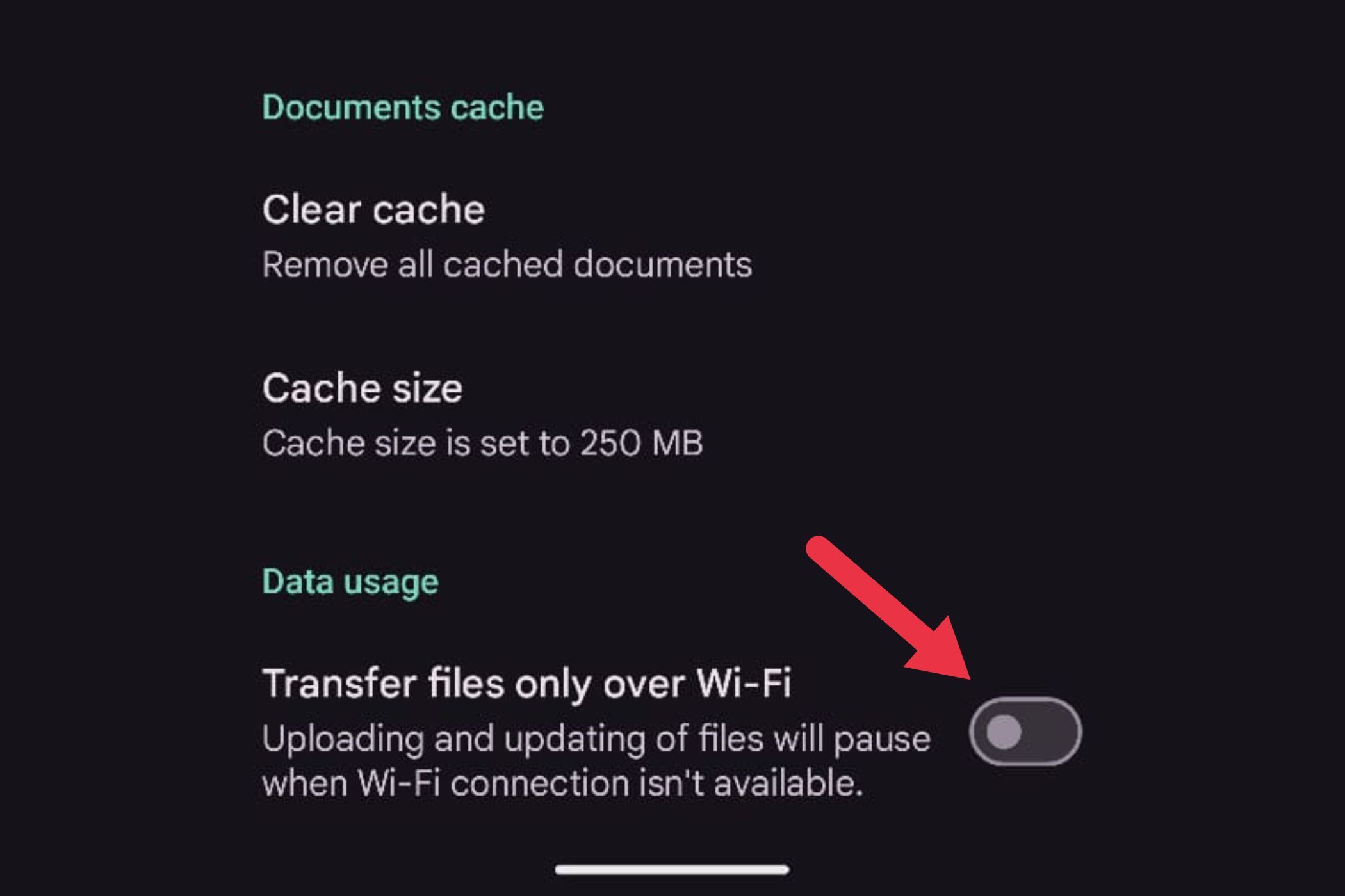 Transfer files only over Wi-Fi