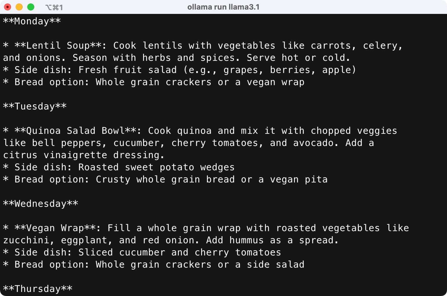 Use Ollama to take the guess work out of meal planning.