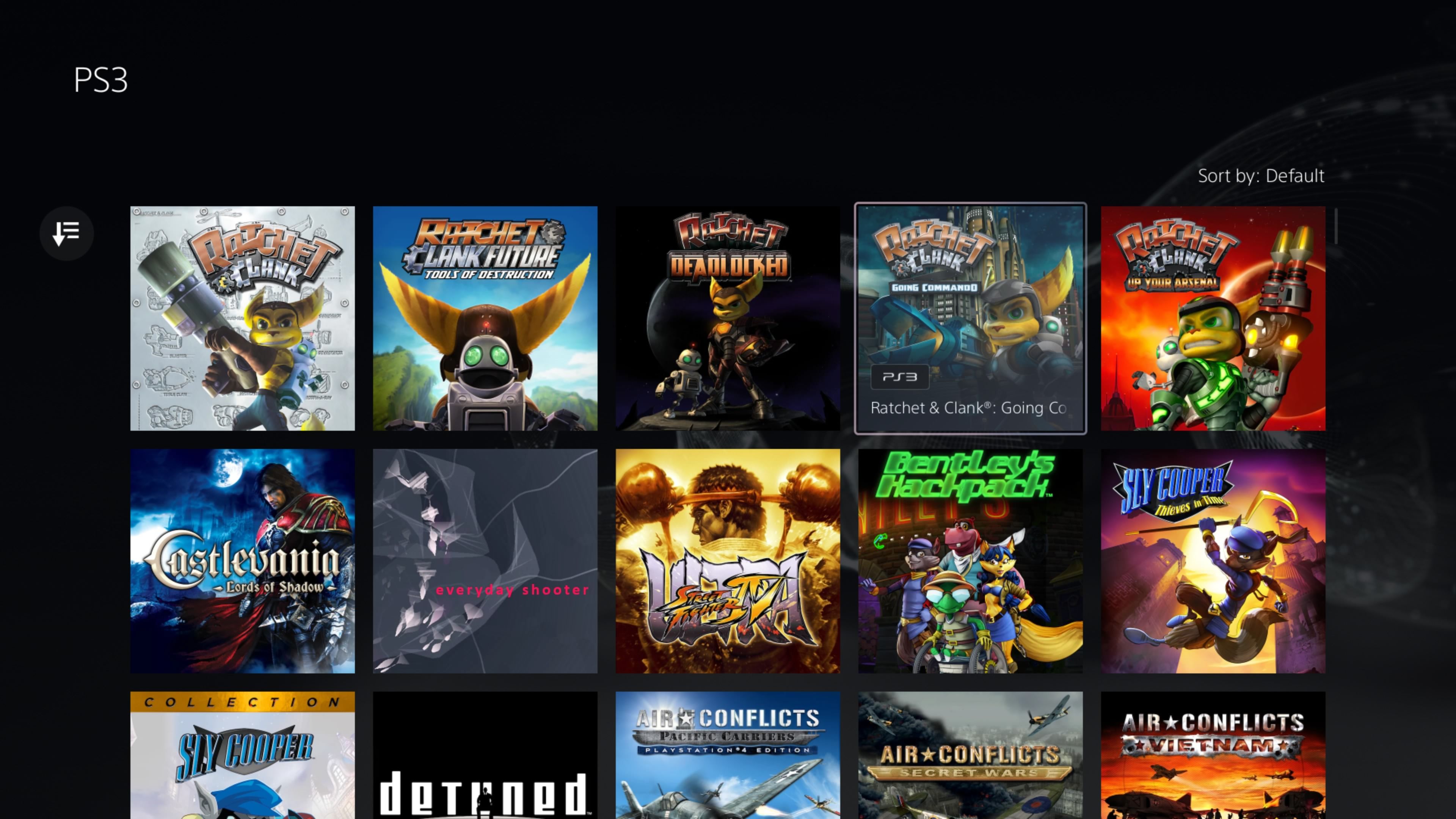 Several PS2 Ratchet and Clank games appear on the PS3 catalog.