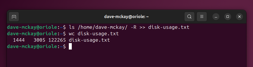 Appending redirected output to an existing file.