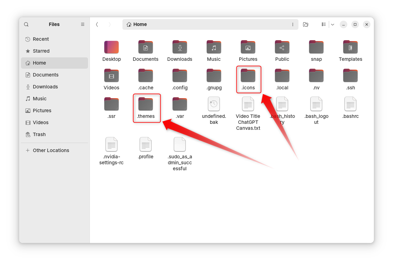 Hidden Folders in Ubuntu File Manager Nautilus.