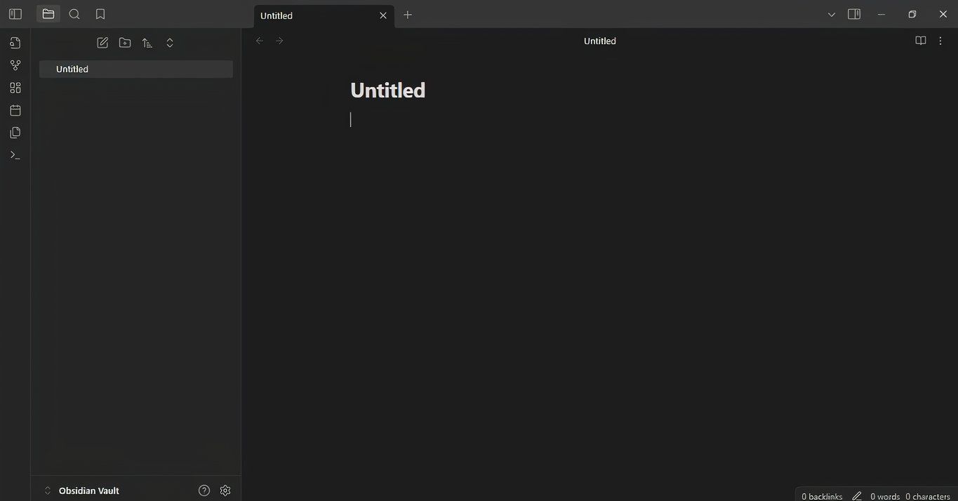 A blank project window with a new file labeled untitled