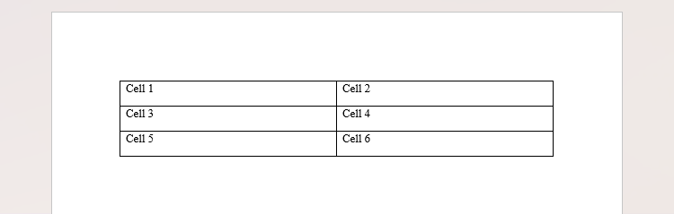 A table in Microsoft Word whose width is defined by the AutoFit To Window option.