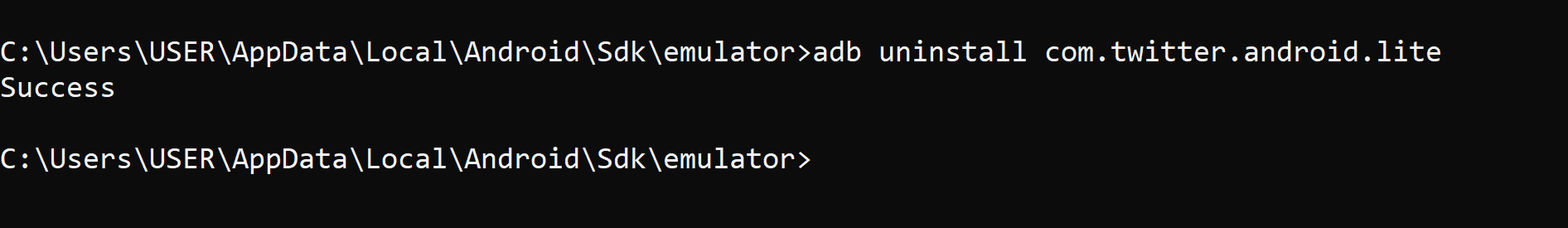 adb uninstall twitter