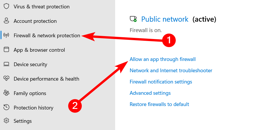 Opening the Allowed Apps window for the firewall in Windows 11.